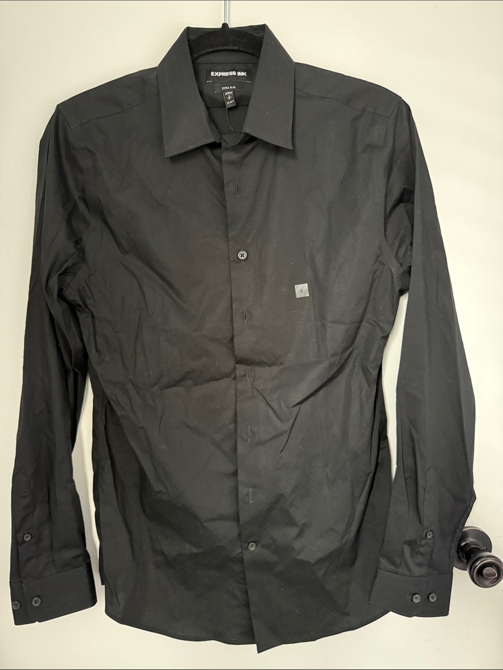 Express Black Men's Long-Sleeve Dress Shirt